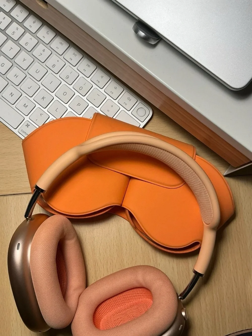 Apple Over-Ear Headphones in Orange with Peach Headband